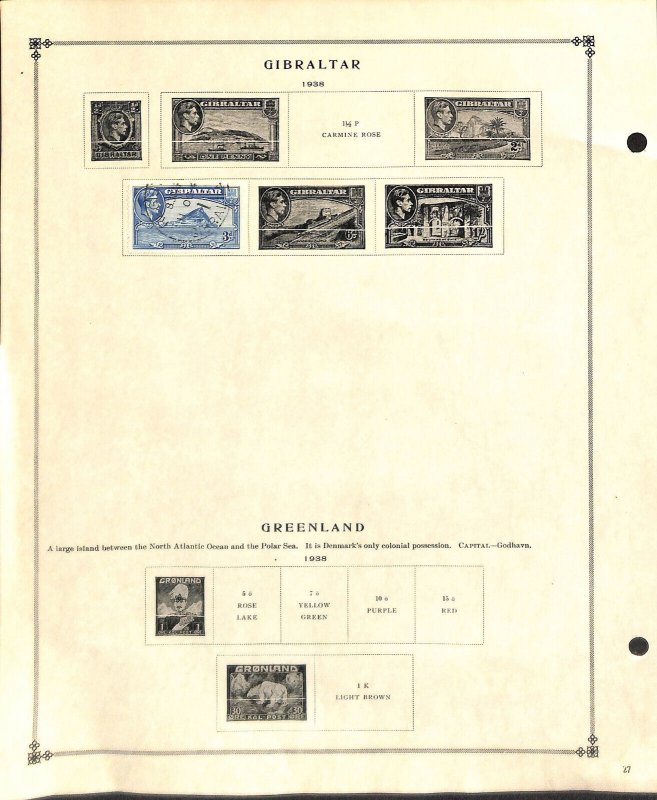 Gibralter Stamp Collection on 6 Scott International Pages, 1886-1947 (BC)