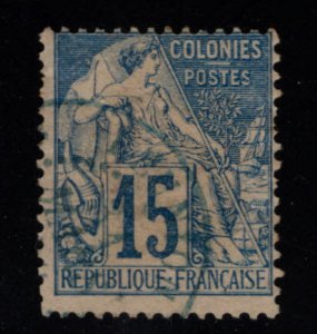 French Colonies Scott 51 issue of 1881-86  light blue cancel