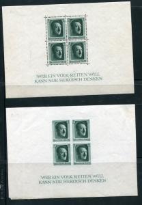 Germany1937 2 Souvenir Sheets Mi Block 7-8 and 11 MH A.Hintler Cv 174 euro  5916