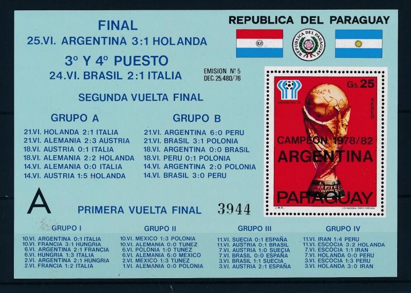 [044523] Paraguay 1978 Sports World Cup Soccer Football Argentina A Sheet MNH