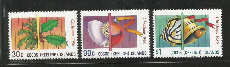 COCOS ISLANDS, 155-157, MNH, CHRISTMAS 1986