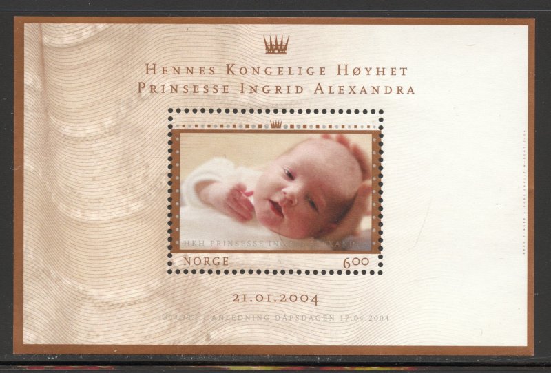 Norway Scott 1402 MNHOG - 2004 Birth of Princess Ingrid Souvenir Sheet