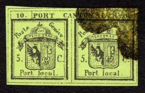 1843, Switzerland 2x5c, Used, Forgery, Sc 2L1