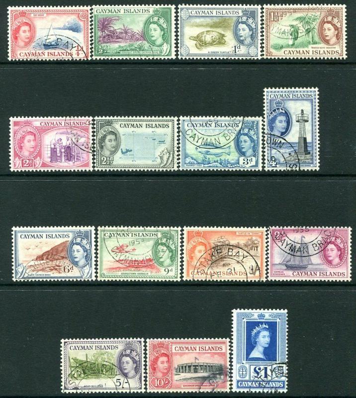 CAYMAN ISLANDS-1953-62 Set to £1 Sg 148-161a  FINE USED V30275
