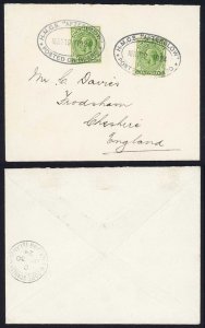 Falkland Is 1924 H.M.C.S. AFTERGLOW handstamp in black RARE