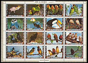 Umm al Qiwain Michel 1402A-1417A, MNH, Birds miniature sheet