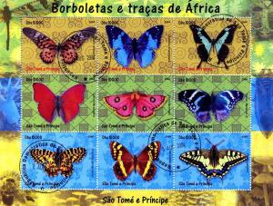 Sao Tome & Principe 8.08.2004 BUTTERFLIES Sheet Fine Used VF