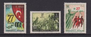 Turkey  #1512-1514  MNH  1961  anniversary May revolution