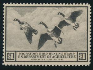 #RW3 $1 DUCK STAMP VF OG NH CV $325 AU823