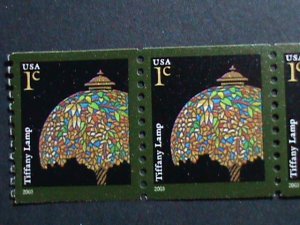 ​UNITED STATES-2003-SC#  3749- TIFFANY  LAMP MNH -STRIP OF 5 COIL STAMPS- VF