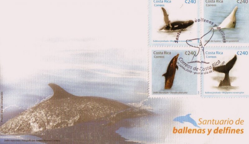 COSTA RICA MARINE LIFE DOLPHINS WHALES Sc 619 FDC 2008