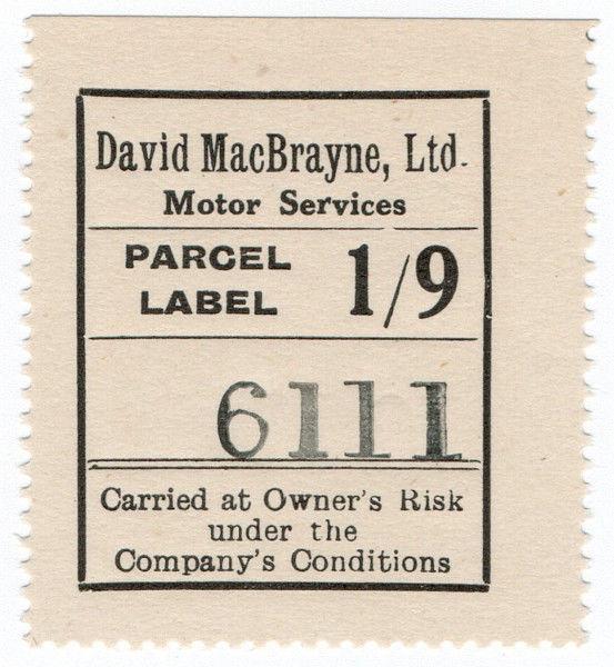 (I.B) Cinderella Collection : David MacBrayne Motor Services - Parcel 1/9d