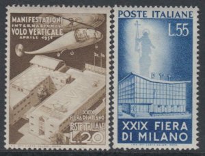 Italia Repubblica - 29^ Fiera di Milano cv 220$ Super centered n.657-658 - MNH**