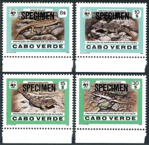 Cape Verde 491-494,495 ab sheet SPECIMEN,MNH.Mi 500-505 Bl.10. WWF 1986.Lizards.