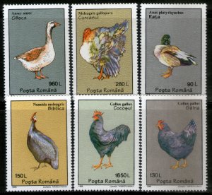 Romania 1995 Poultry Birds Fowl Sc 4025-30 MNH # 1051