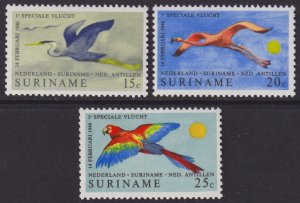 Suriname - 1971 - Scott #382-384 - mint - Bird Heron Flamingo Macaw