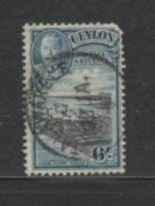 CEYLON #266 1935 6c KING GEORGE VI & COLOMBO HARBOR F-VF USED d