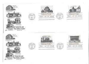 1928-31 Architecture 1981 ArtCraft, set of four, FDCs