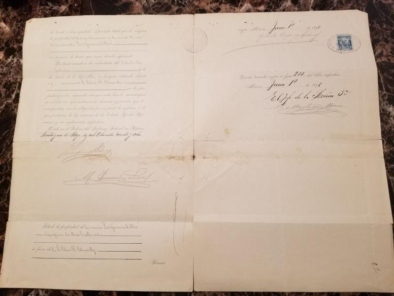 1898 Mexico Gold Mine Deed Signed by President Porfirio Diaz Revenue Stamp Cover