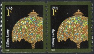 SC#3758A 1¢ Tiffany Lamp Coil Pair (2008) MNH