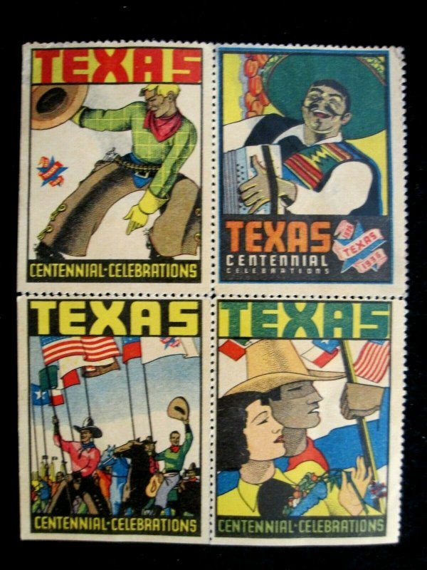 US - TEXAS CENTENNIAL STAMPS - BLOCK OF 4