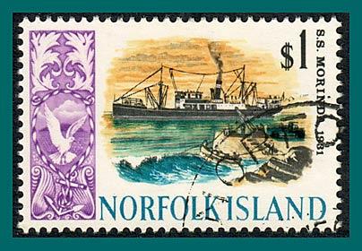 Norfolk Island 1968 Ships (series 4), $1 used  #113,SG90