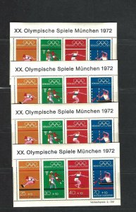 AZ4G  (6 Sheets) Munich Olympic Games  1972  S.C.# B490 Sheet of 4  x  6 MNH OG