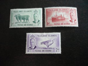 Stamps - Falkland Islands - Scott# 107-109 -Mint Hinged Partial Set of 3 Stamps