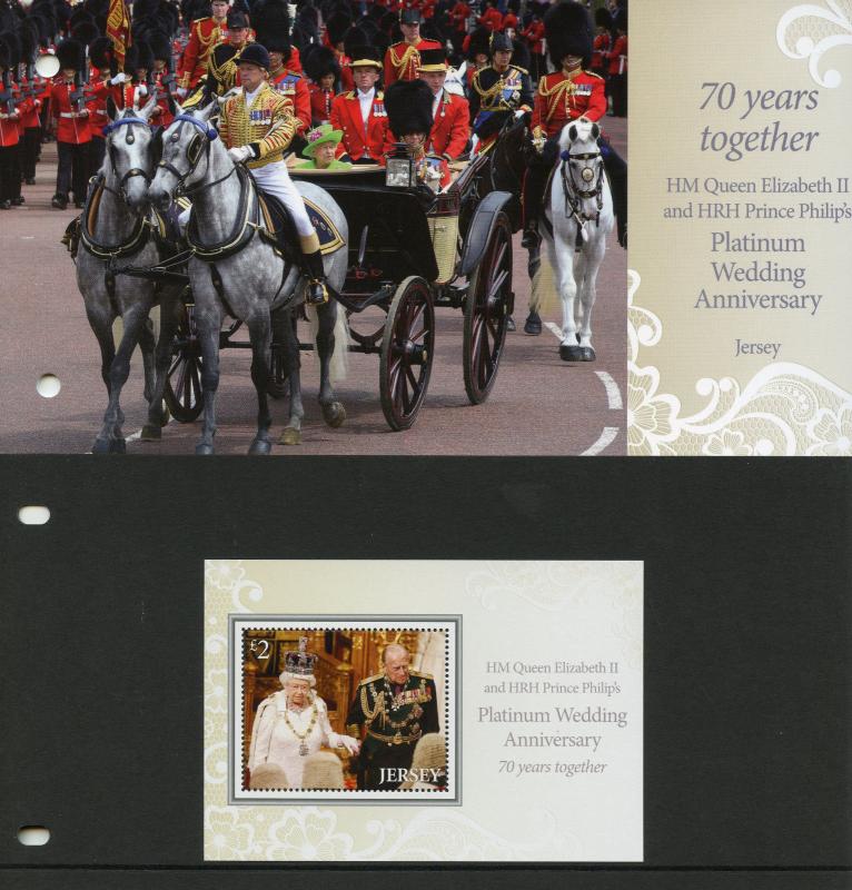 Jersey 2017 MNH Queen Elizabeth II Platinum Wedding 1v M/S Pres Pack Stamps