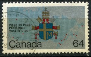 Canada Sc#1031 Used, 64c multi, Papal Visit to Canada (1984)