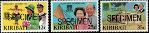KIRIBATI SG193/5s 1982 ROYAL VISIT SPECIMEN MNH