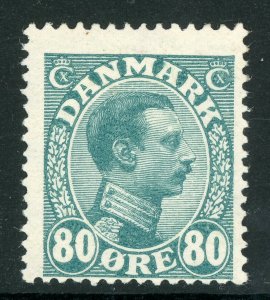 Denmark 1915 King Christian 80 Ore Blue Green Perf 14x14½ Sc #126 MNH B358