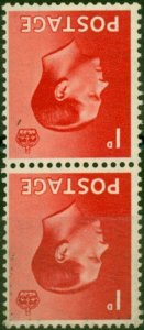 GB 1936 1d Scarlet SG458wi Wmk Inverted V.F MNH Pair