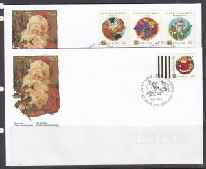 Canada Scott 1452-5 FDC - 1992 Christmas Issues