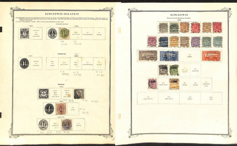 Schleswig - Germany Stamp Collection on 3 Scott Specialty Pages, 1850-1920 (BA)