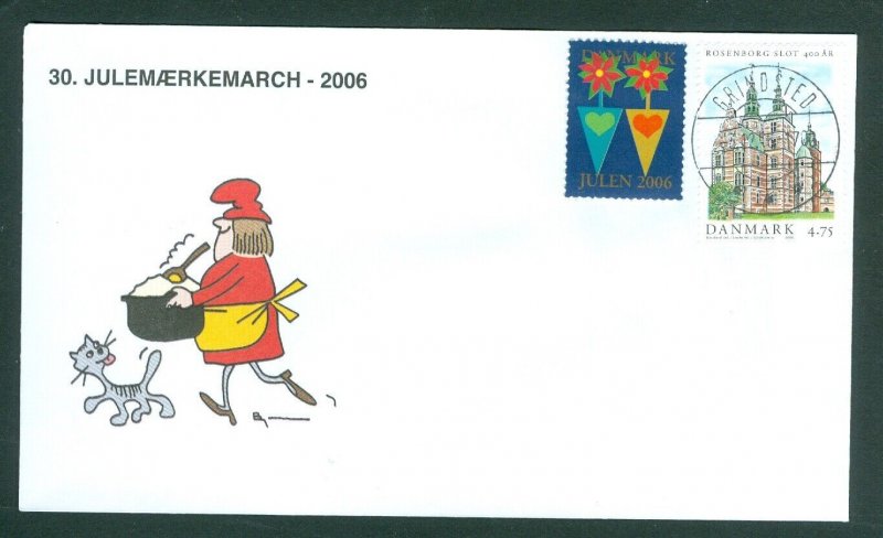 Denmark Cover. 2006. Cat,Santa. Grindst.“Christmas Seal Walk# 30. Sc# 1351. #02