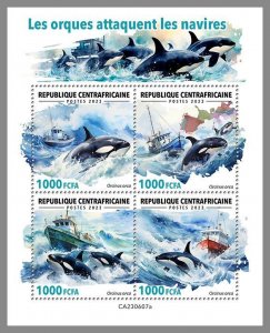 CENTRALAFRICA 2023 MNH Orcas attacking ships M/S #607a