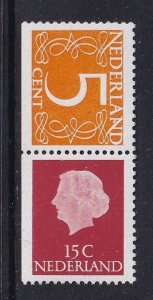 Netherlands  #346 MNH 1969 combination from booklet 5 + 15c phosphor .