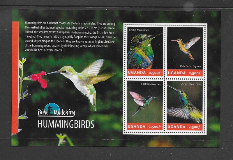 BIRDS - UGANDA #2119  HUMMINGBIRDS  MNH