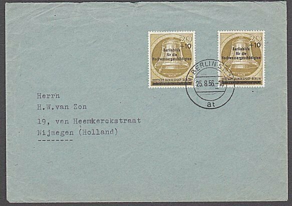 GERMANY 1956 Flood Victims overprint (2) on cover...........................B324