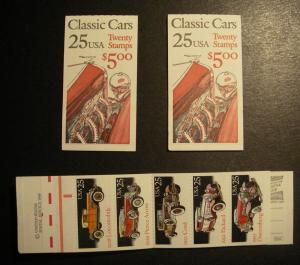 BK164, Scott 2385a, 25c Classic Cars, complete booklet of 20, MNH Beauty