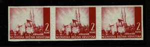 Croatia SC# 36 Partial Imperf Strip of 3 / Mint Hinged - S9616