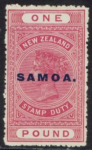 SAMOA 1925 QV NEW ZEALAND OVERPRINTED £1 PERF 14½ X 14