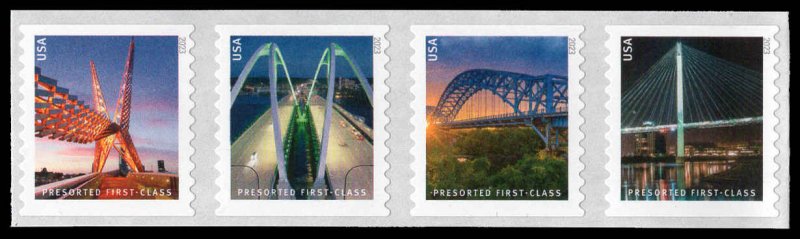 USA 5811a,5808-5811 Mint (NH) Bridges (Presorted 25c) Coil Strip of 4
