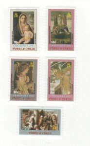Turks and Caicos 2002 - Christmas Art - Set of 5 Stamps - Scott #1384-88 - MNH