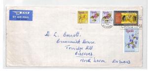 BT256 1971 Uganda/British KUT MIXED ISSUES FRANKING Air Mail Cover FLOWERS