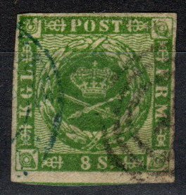 Denmark #8 F-VF Used CV $82.50 (X3146)