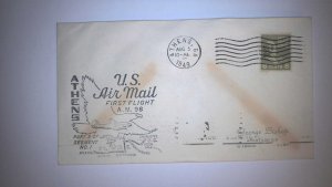US FIRST FLIGHT COVERl  1949 ATHENS GA AM 98