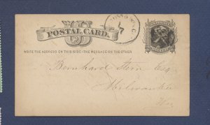 USA - UX5 - mailed to Milwaukee Wisconsin - c 1877 - fancy cancel