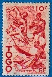 TOGO SCOTT#309 1947 10c EXTRACTING PALM OIL - UNUSED